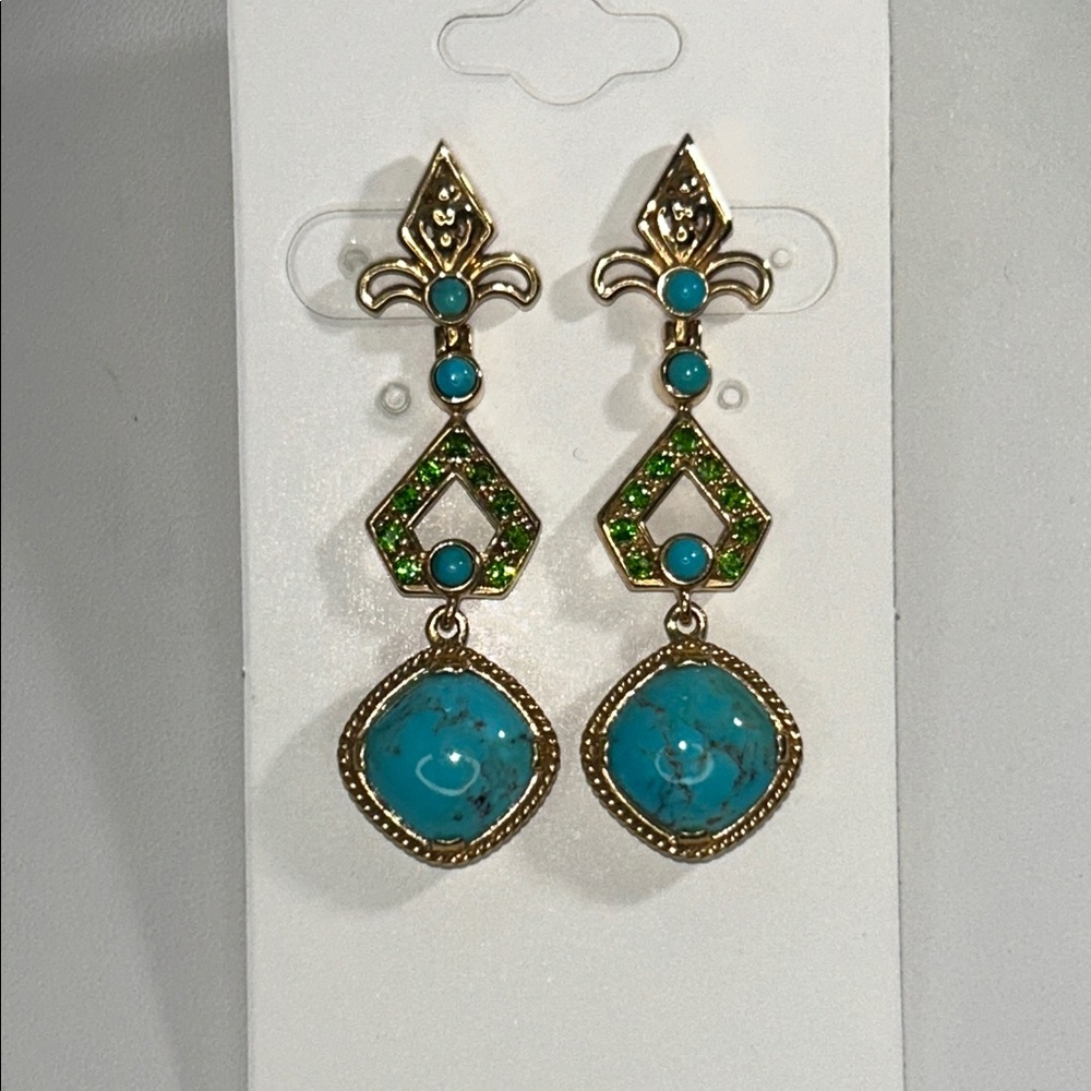 NWOT Gold Plated Sterling Silver Gemstone Earrings By Designer Dallas Prince